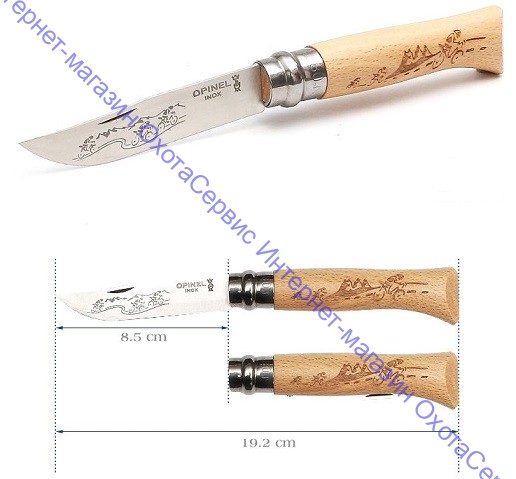 Нож Opinel серии Tradition Animalia №08, клинок 8,5см, нерж.сталь, рукоять-бук, рис.-велосипедист, 001790
