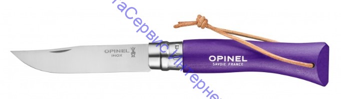 Нож Opinel серии Tradition Trekking №07, клинок 8см, нерж.сталь, рукоять-граб, цвет фиолетовый, темляк, 002205