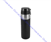 Термос для напитков (термос-бутылка) THERMOS TS-2706 0.6L, открытие/закрытие одной рукой, силиконовый чехол, чёрный, 157355