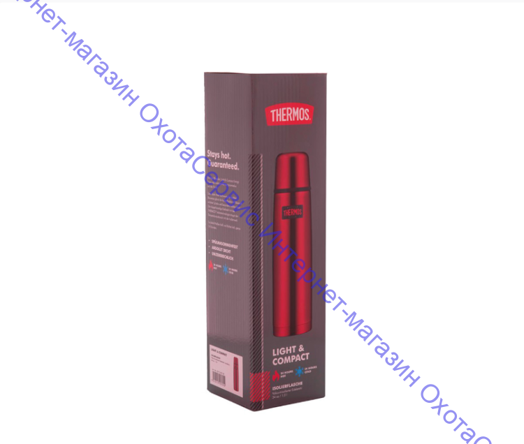 Термос для напитков THERMOS FBB-1000 Red 1L, нержавеющая сталь, клапан, крышка-чашка, красный, 957054