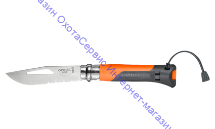 Нож Opinel серии Specialists Outdoor  №08, клинок 8,5см, нерж.сталь, рукоять-пластик, свисток, темляк, оранжевый/серый, 001577