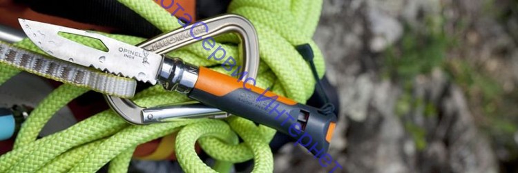 Нож Opinel серии Specialists Outdoor  №08, клинок 8,5см, нерж.сталь, рукоять-пластик, свисток, темляк, оранжевый/серый, 001577