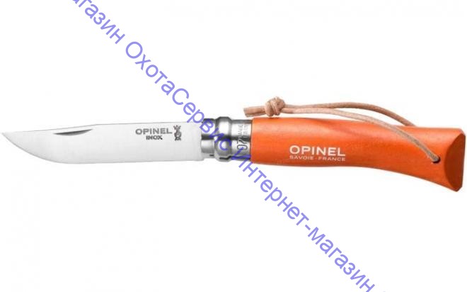 Нож Opinel серии Tradition Trekking №07, клинок 8см, нерж.сталь, рукоять-граб, цвет оранжевый, темляк, 002208