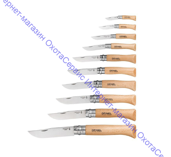 Набор ножей Opinel серии Tradition №02-12 - 10шт., нержавеющая сталь, рукоять-бук, дер. футляр, 001311