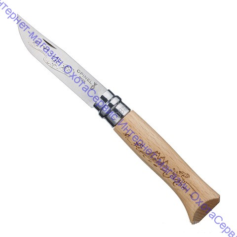 Нож Opinel серии Tradition Animalia №08, клинок 8,5см, нерж.сталь, рукоять-бук, рис.-велосипедист, 001790