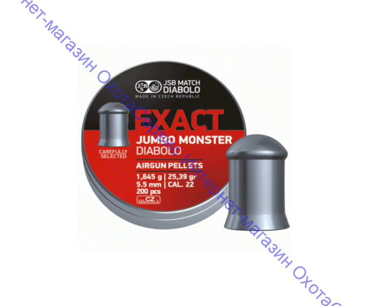 Пульки JSB Exact Jumbo Monster (redesigned) кал. 5,52мм, 1,645г (200 шт./бан.), JSBJMR552 