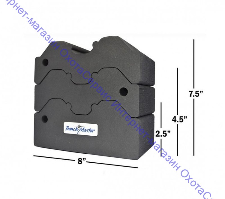 Опора Benchmaster наборная, 3 части, прорезиненная основа, max=20,3х19х10,1см, жесткая пена, черный, 0,28кг, BMWRABB3