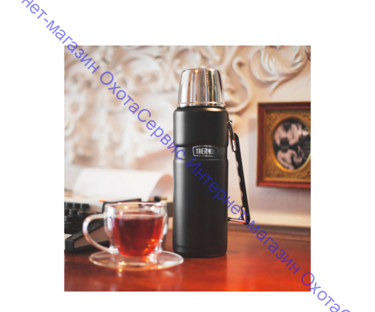 Термос для напитков THERMOS KING SK-2020 Matte Black 2.0L, нержавеющая сталь, винтовая пробка, складная ручка, чёрный, 892195