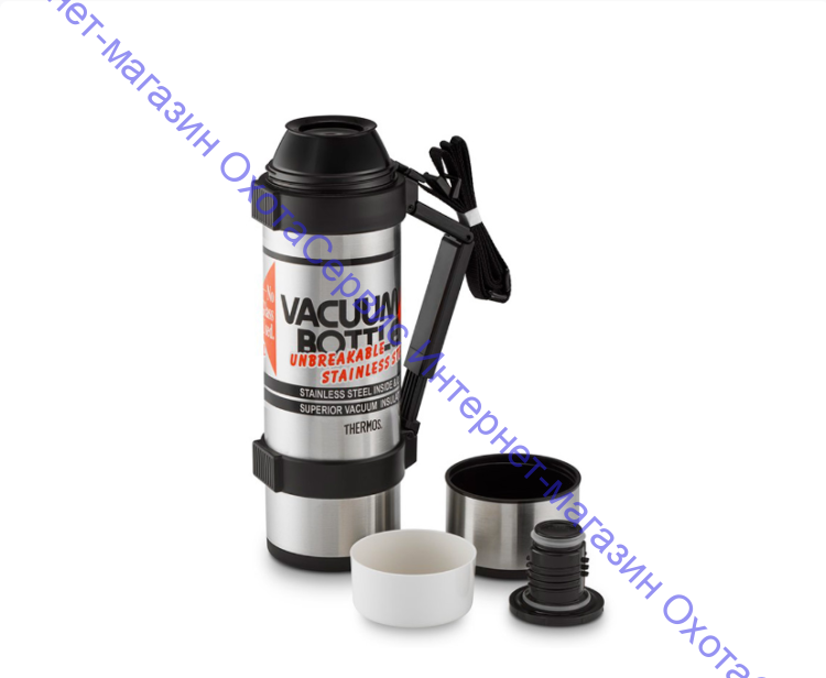 Термос для напитков THERMOS  NCB-1800 Rocket Bottle 1.8L, дополнительная чашка, складная ручка, съёмный ремень, стальной, 835680