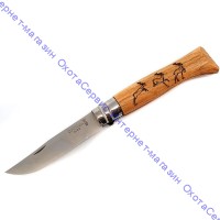 Нож Opinel серии Tradition Animalia №08, клинок 8,5см, нерж.сталь, рукоять-дуб, новый рис.-олень, 002332