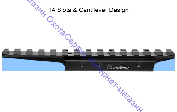 Адаптер UTG Picatinny на призму 9-11мм с выносом, универсальный, h=15 мм, 14 слотов, 68 г, MNT-DTW145
