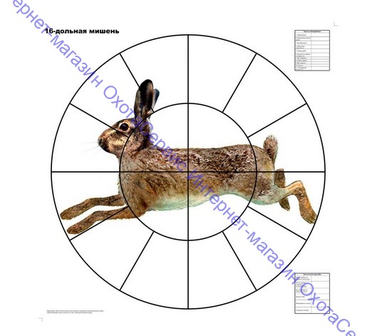 Мишень для пристрелки дробовых ружей 16-дольная "Русак", 16д Р