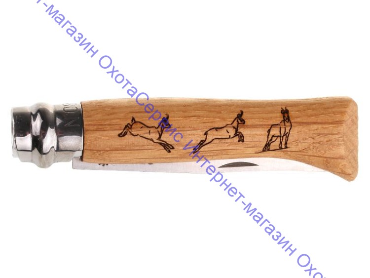 Нож Opinel серии Tradition Animalia №08, клинок 8,5см, нерж.сталь, рукоять-дуб, рис.-серна, 001621