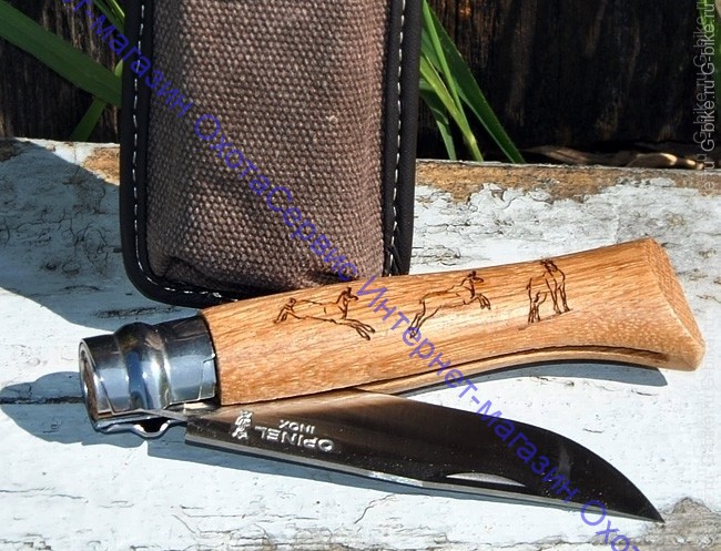 Нож Opinel серии Tradition Animalia №08, клинок 8,5см, нерж.сталь, рукоять-дуб, рис.-серна, 001621