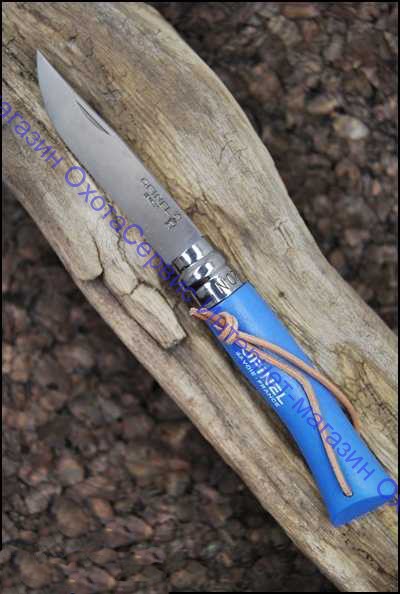 Нож Opinel серии Tradition Colored №07, клинок 8см, нерж.сталь, рукоять-граб, цвет голубой, темляк, 001441