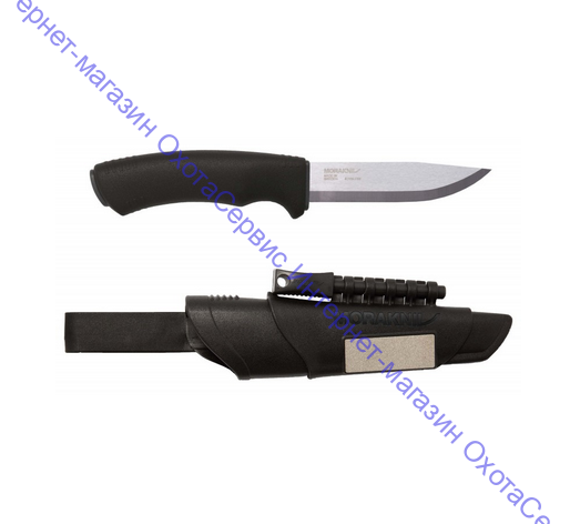 Нож Morakniv Bushcraft Survival Black Ultimate Knife, огниво и точилка, нержавеющая сталь, клинок 109мм, чёрный, 11835