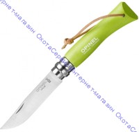 Нож Opinel серии Tradition Colored №07, клинок 8см, нерж.сталь, рукоять-граб, цвет зеленый, темляк, 001442