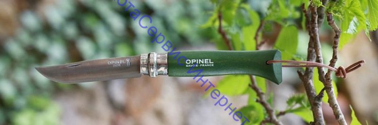 Нож Opinel серии Tradition Colored №08, клинок 8,5см, нерж.сталь, рукоять-граб, цвет хаки, темляк, 001703