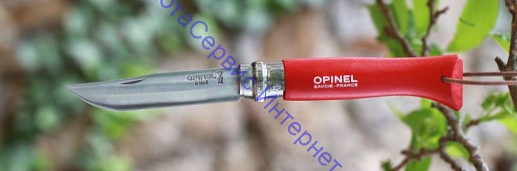 Нож Opinel серии Tradition Colored №08, клинок 8,5см, нерж.сталь, рукоять-граб, цвет красный, темляк, 001705