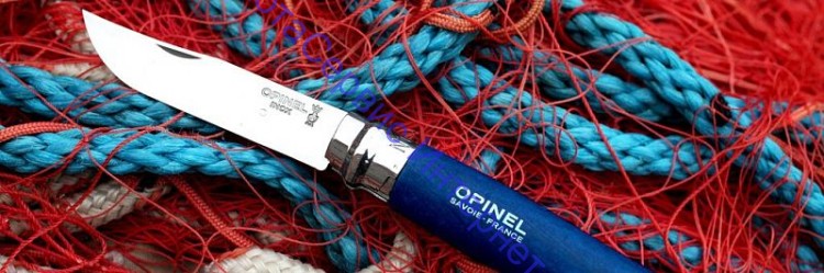 Нож Opinel серии Tradition Colored №08, клинок 8,5см, нерж.сталь, рукоять-граб, цвет синий, темляк, 001704