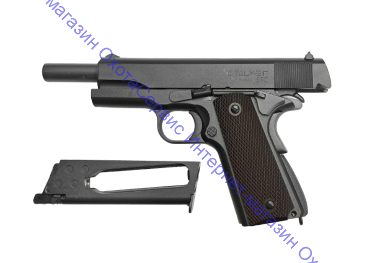 Пистолет пневматический Stalker STC (аналог "Colt 1911A1") к.4,5мм, металл, 100 м/с, HOP-UP, блоубэк, серый, ST-41062C