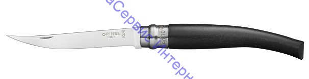 Нож Opinel серии Slim №10, филейный, клинок 10см, нержавеющая сталь, зеркальная полировка, рукоять - эбен, картонная коробка, 001708