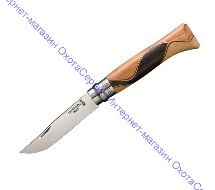 Нож Opinel серии Tradition Luxury №08 Chaperon, клинок 8,5см, нерж.сталь, зеркальная полировка, африканское дерево, 001399