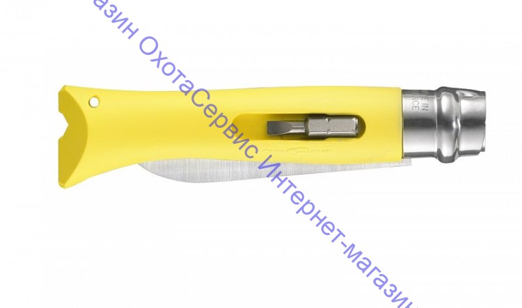Нож Opinel серии Specialists DIY №09, клинок 8см, нержавеющая сталь, пластик, цвет желтый, сменные биты,  001804