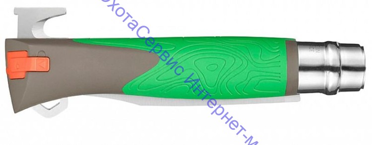Нож Opinel серии Specialists EXPLORE №12 клинок 10см, нерж. сталь, пластик, свисток, огниво, стропорез, зелен/серый ,  001899
