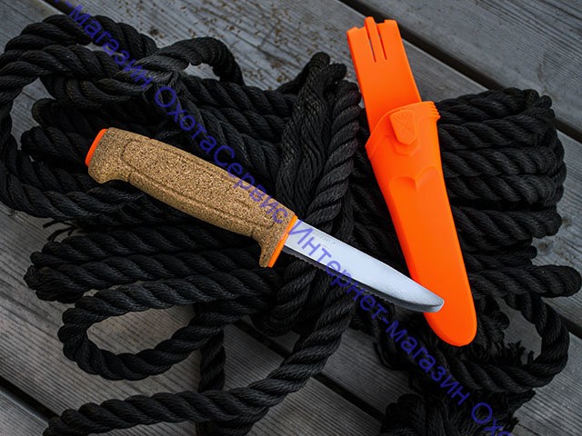Нож Morakniv Floating Knife SRT Safe, плавающий, серейтор, без острия, нержавеющая сталь, 94мм, сигнальный оранжевый, 13131