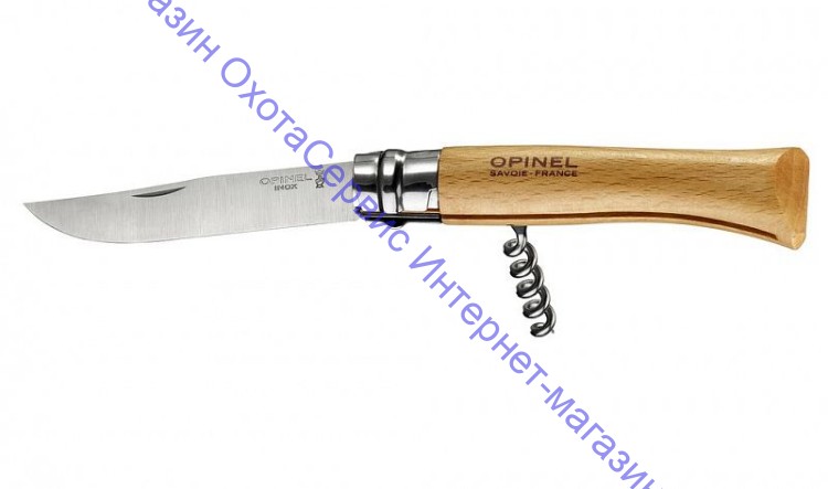 Нож Opinel серии Specialists for Foodies №10 со штопором, клинок 10см, нерж. сталь, рукоять-бук,  001410