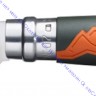 Нож Opinel серии Specialists Outdoor Junior №07, клинок 7см, нерж.сталь, рукоять-пластик/резина, свисток, хакки/оранж,  002151