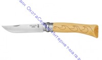 Нож Opinel серии Tradition Nature №07, клинок 8см, нерж.сталь, рукоять-самшит, рис.-волны, 001552