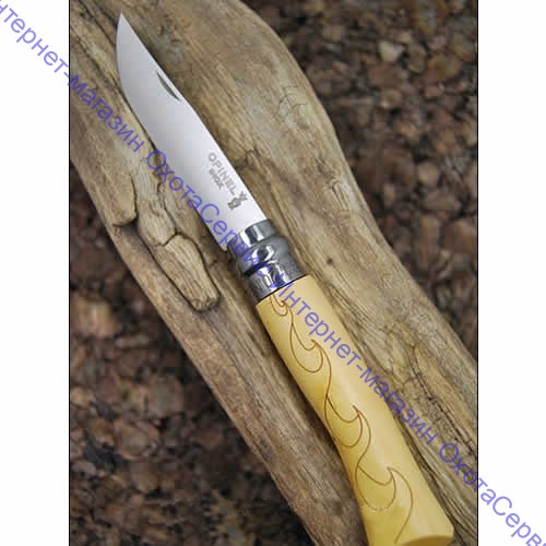 Нож Opinel серии Tradition Nature №07, клинок 8см, нерж.сталь, рукоять-самшит, рис.-волны, 001552