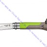 Нож Opinel серии Specialists Outdoor  №08, клинок 8,5см, нерж.сталь, рукоять-пластик, свисток, темляк, зеленый/серый, 001715