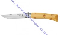 Нож Opinel серии Tradition Nature №07, клинок 8см, нерж.сталь, рукоять-самшит, рис.-снежинки, 001553