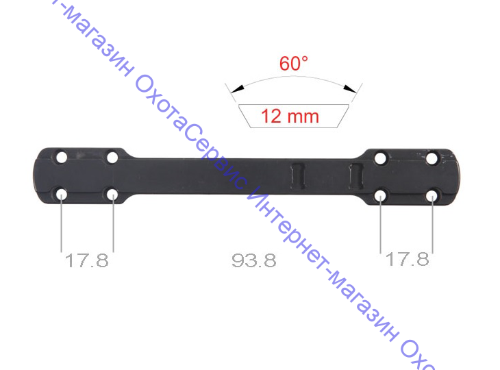 Планка Contessa призма 12мм для Browning X-Bolt Long Action, L=93,8мм, сталь, BA03