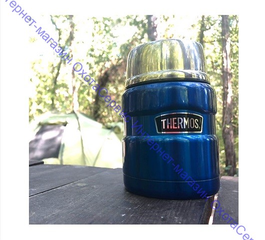 Термос для еды THERMOS KING SK-3000 0.47L, складная ложка, синий, 409362