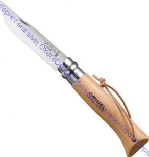 Нож Opinel серии Tradition №08, клинок 8,5см, нерж.сталь, рукоять-бук, темляк, 001321