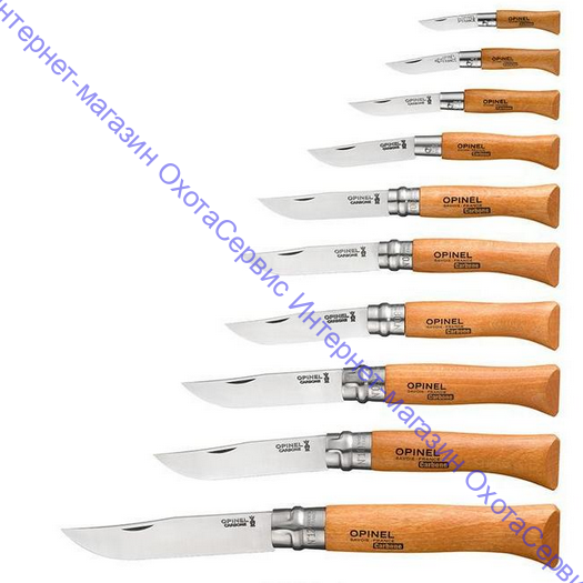 Набор ножей Opinel серии Tradition №02-12 - 10шт., углеродистая сталь, рукоять-бук, дер. футляр, 183102