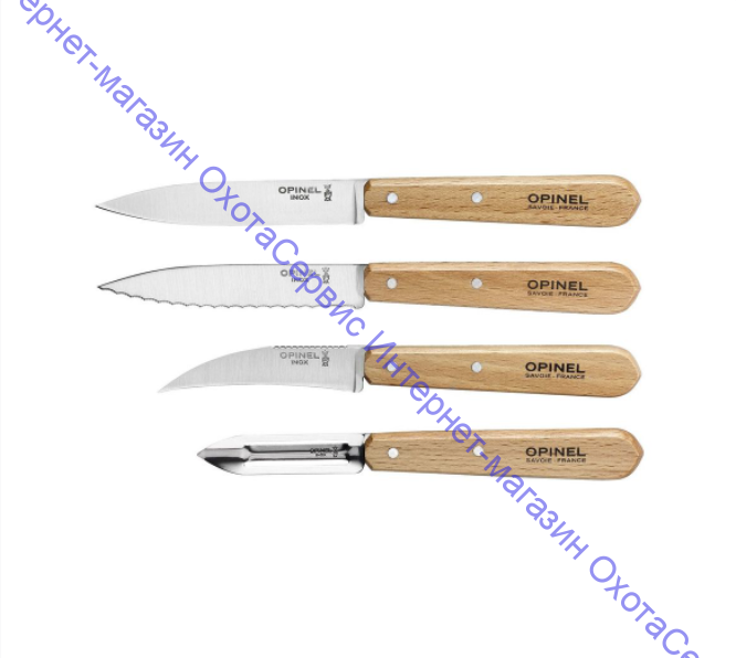 Набор ножей Opinel серии Les Essentiels №112/113/114/115 - 4шт., нержавеющая сталь, рукоять-бук, 001300