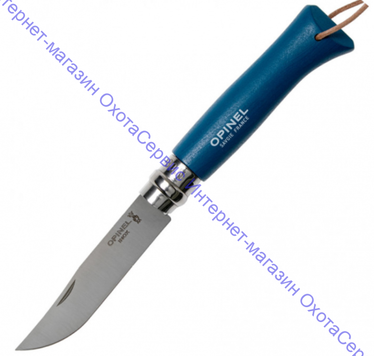 Нож Opinel серии Tradition Trekking №06, клинок 7см, нерж.сталь, рукоять-граб, цвет бирюзовый, темляк, 002200
