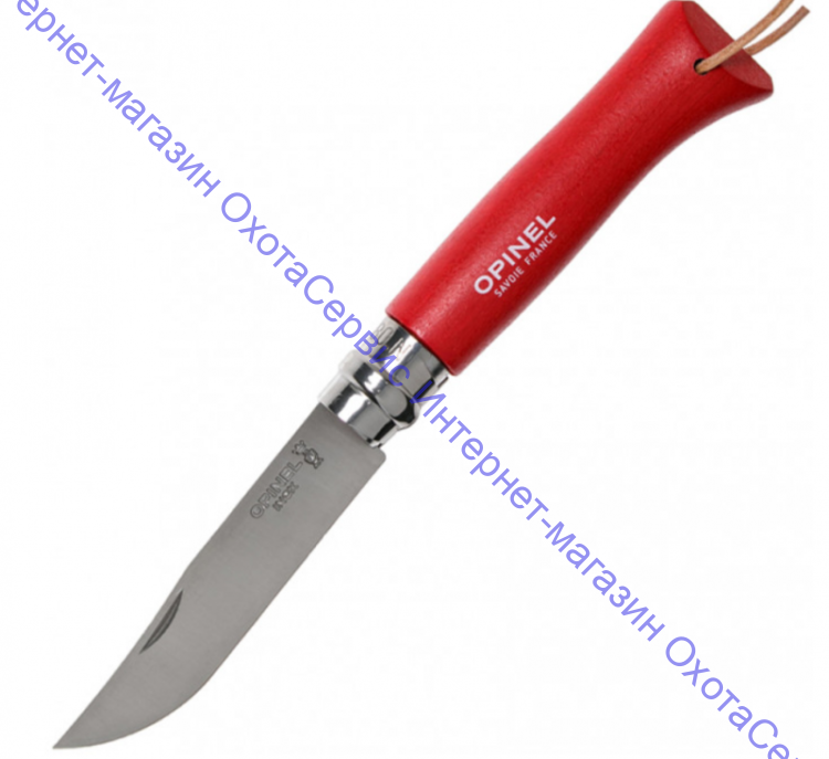 Нож Opinel серии Tradition Trekking №06, клинок 7см, нерж.сталь, рукоять-граб, цвет клубничный, темляк, 002201