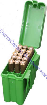 Коробочка-кейс фирмы MTM для патронов .243, .308 кал., зеленая, непрозрачная, RM-20-10